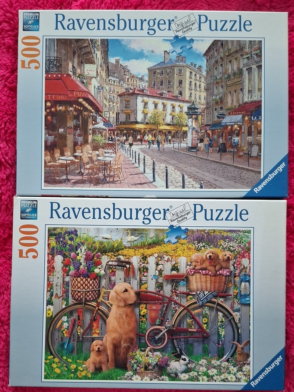 Ravensburger 500-Piece Puzzle Set - Scenic Café & Puppies
